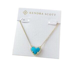 Kendra Scott Ari Heart Gold Turquoise Magnesite Pendant Necklace New